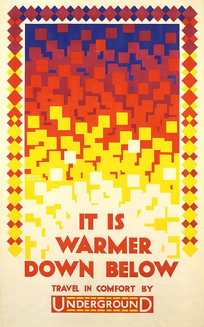 London underground poster - It is Warmer Down Below; by Austin Cooper, 1924 London underground poster - It is Warmer Down Below; by Austin Cooper, 1924